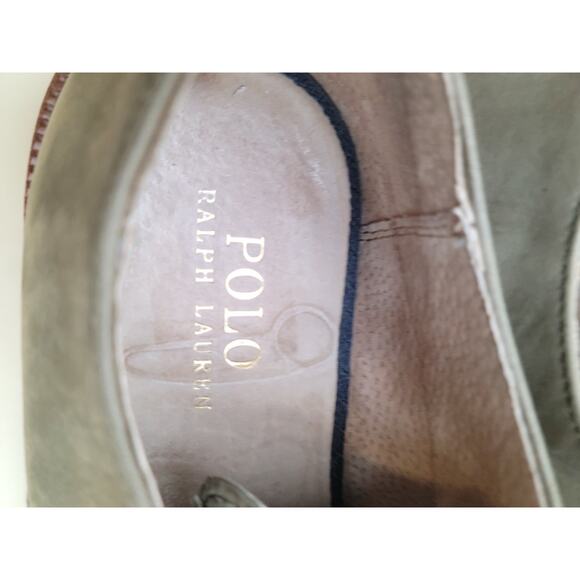 Polo Ralph Lauren Men Gray Nubuck Leather Derby Oxford Shoes Brick Red Sole 8D main image 3